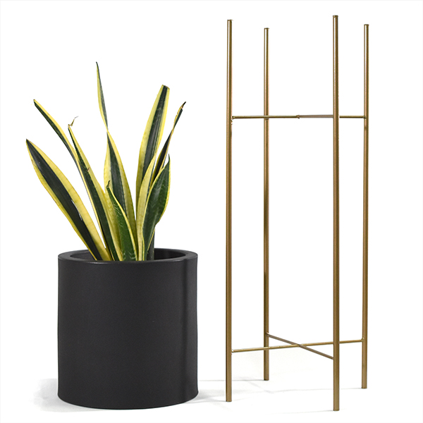 Set 3 Macetas Negras Modernas Con Base Metal Int/ext.