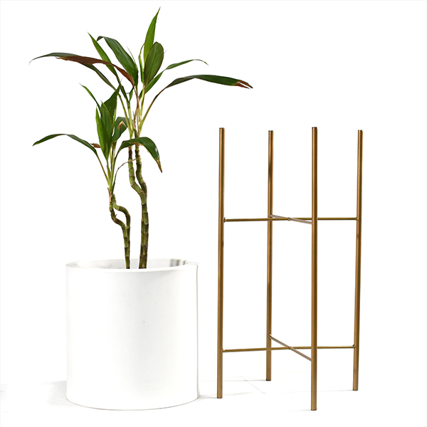 Set 3 Macetas Blancas Modernas Con Base Metal Int/ext.