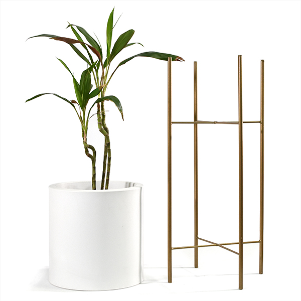 Set 3 Macetas Blancas Modernas Con Base Metal Int/ext.