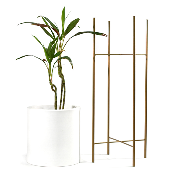 Set 3 Macetas Blancas Modernas Con Base Metal Int/ext.