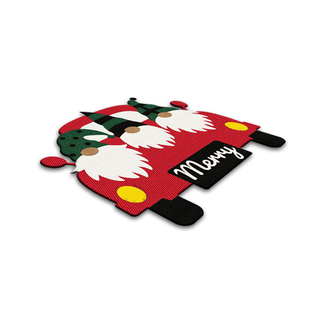 TAPETE DECORATIVO ELITEMAT NAVIDEÑO DISEÑO GNOMOS CARRITO RED DE 0.70X0.60 MTS