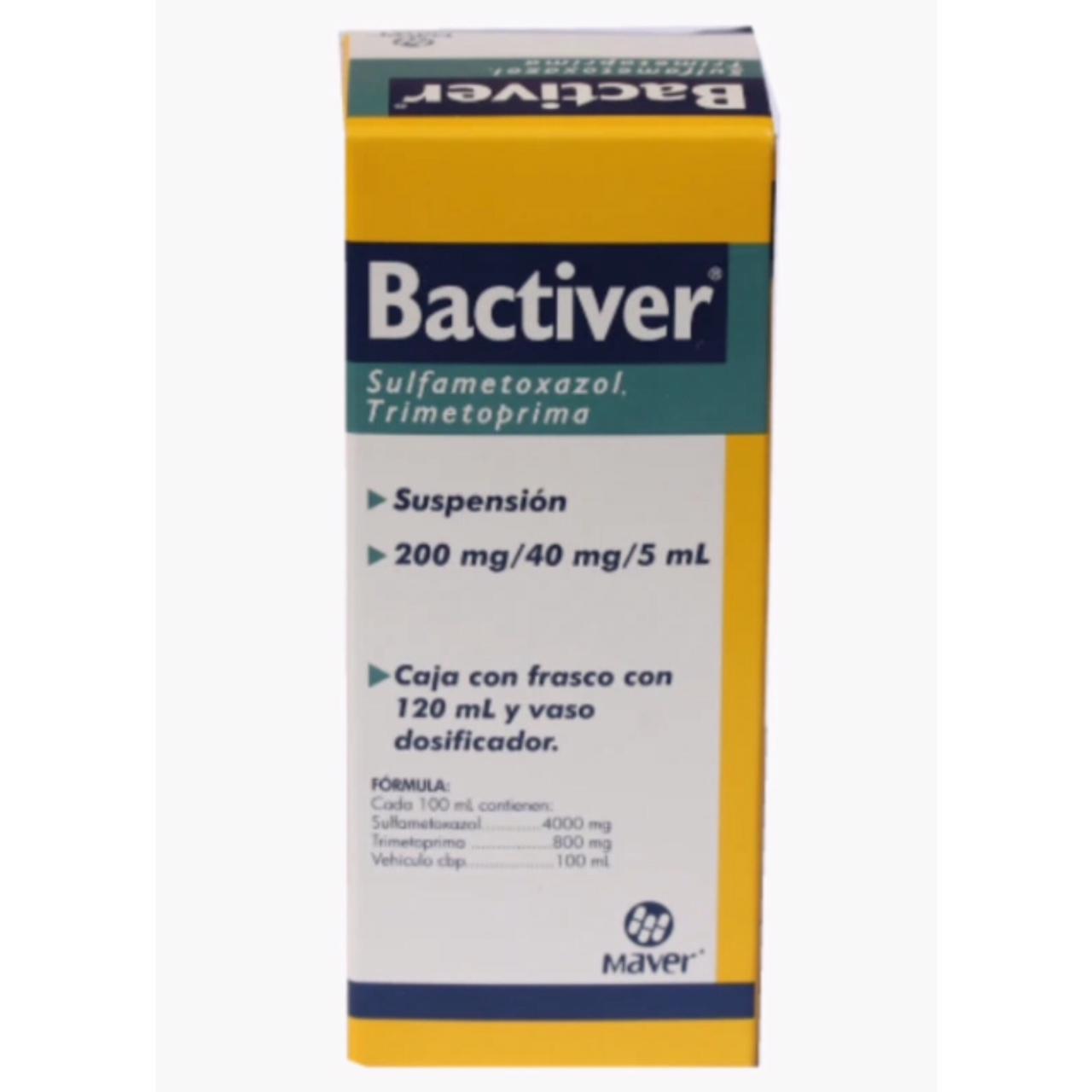 Sulfametazol/Trimetoprima, Bactiver, Suspención 200mg/40mg/5ml 120ml