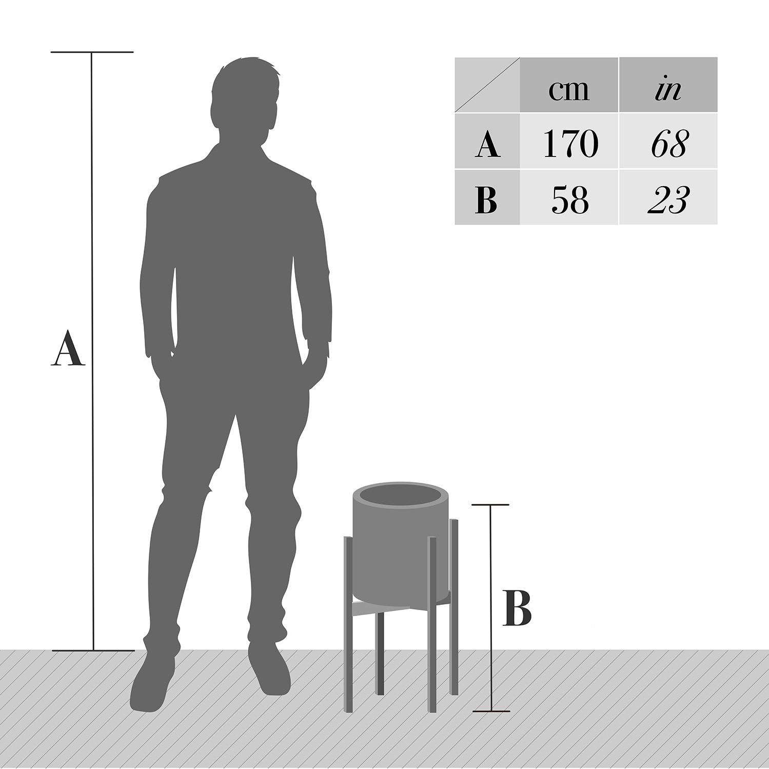 Maceta Cilindro Blanco Moderna Con Base De Metal Interior/Ext.