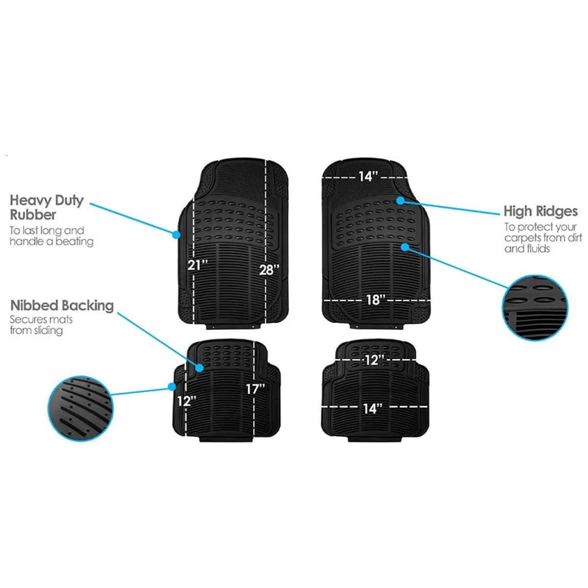 Tapete Automotriz Universal Uso Rudo Juego De 4 Piezas