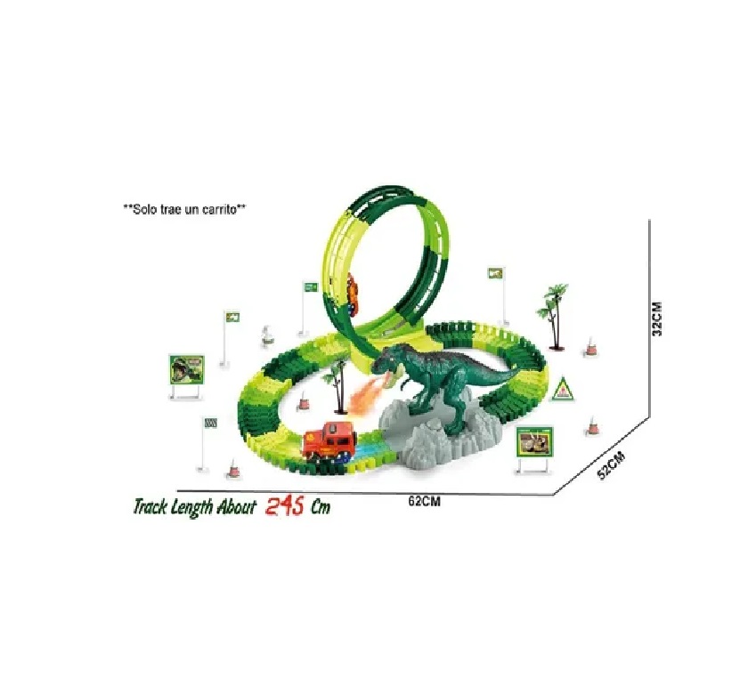 Pista De Carreras Dinosaurio Spray Track 105 Pza 245 Cm Niñ@