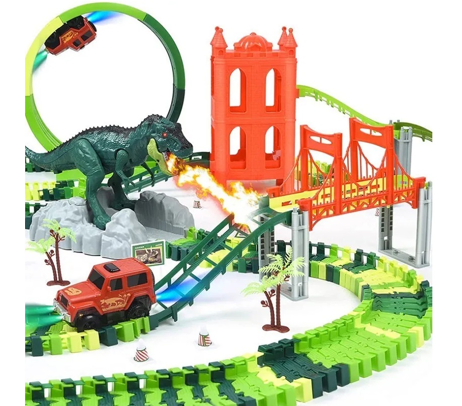 Pista De Carreras Dinosaurio Spray Track 105 Pza 245 Cm Niñ@