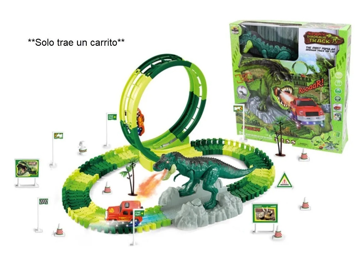 Pista De Carreras Dinosaurio Spray Track 105 Pza 245 Cm Niñ@