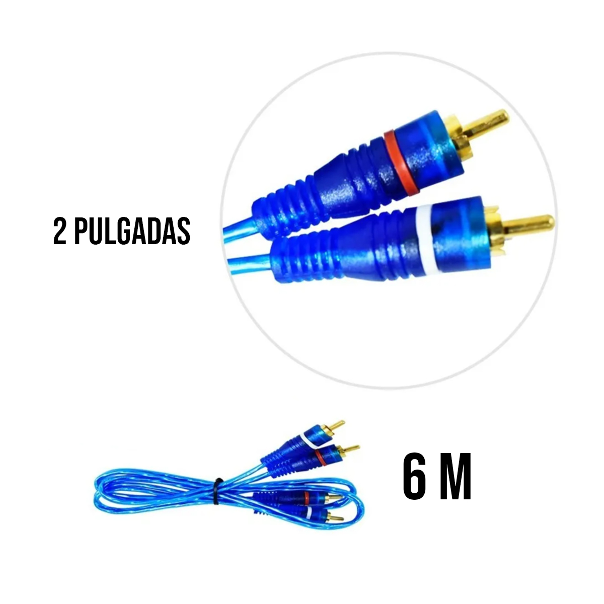 Cable Rca Oro Azul 2 Pulgadas Macho 6 Metros