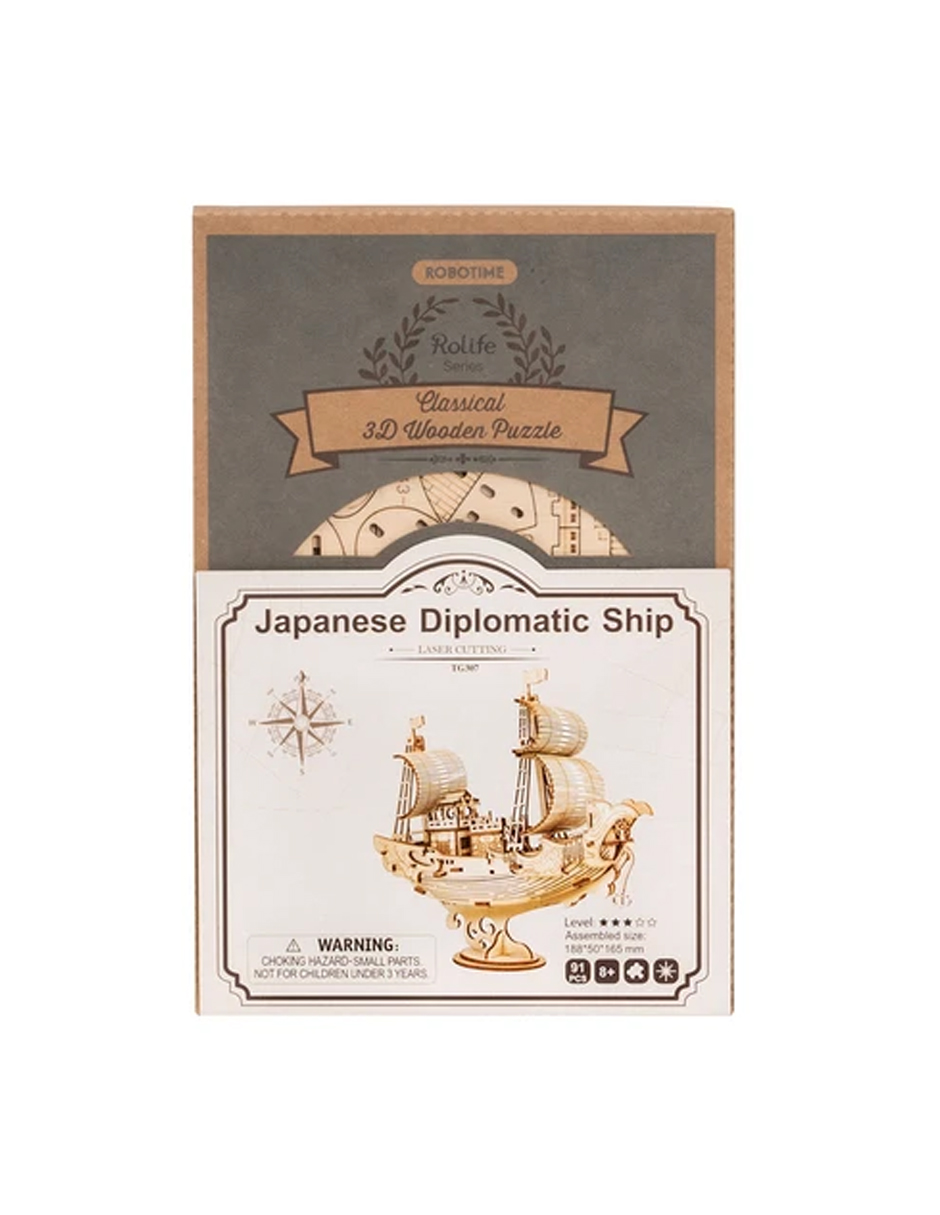 Rompecabezas 3d Barco Japones Robotime Madera