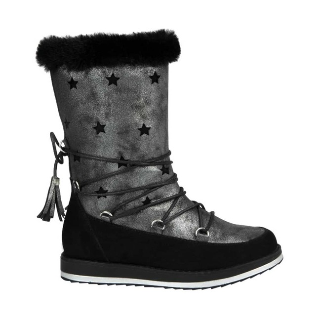 Botas para niña tipo Ugg, negras con adornos de estrellas, ideales para el invierno, mod. 997710