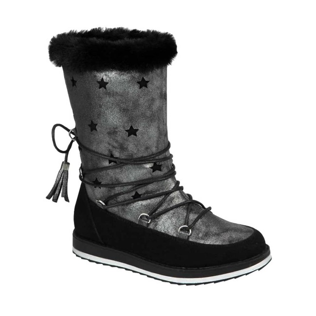 Botas para niña tipo Ugg, negras con adornos de estrellas, ideales para el invierno, mod. 997710