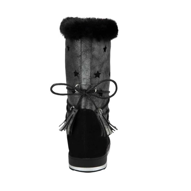 Botas para niña tipo Ugg, negras con adornos de estrellas, ideales para el invierno, mod. 997710