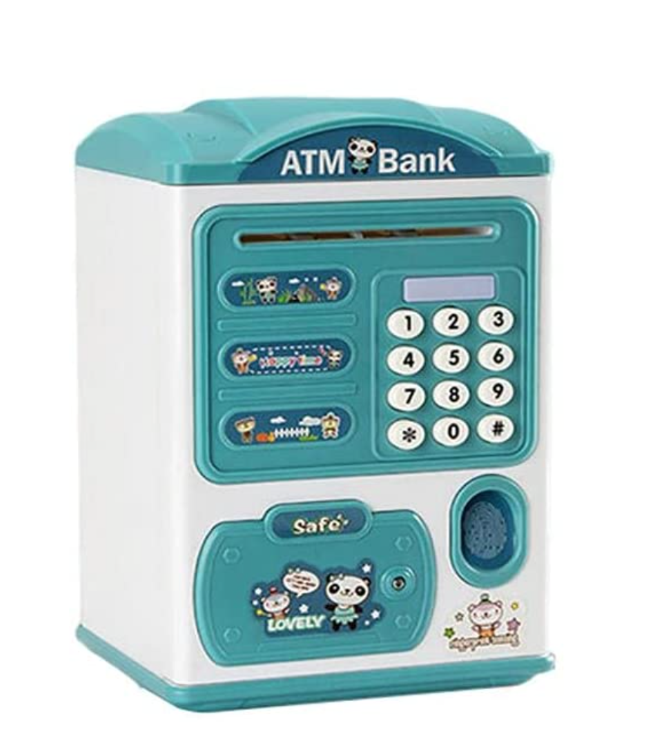 Mini cajero automático ATM máquina de Regalo para niños, con código electrónico, Contador de Dinero, Caja de Seguridad, para niños y niñas, con Cierre de contraseña