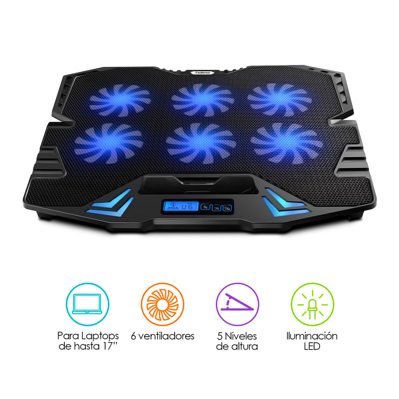 Ventilador y Soporte para Laptop Gamer de 6 Velocidades Redlemon