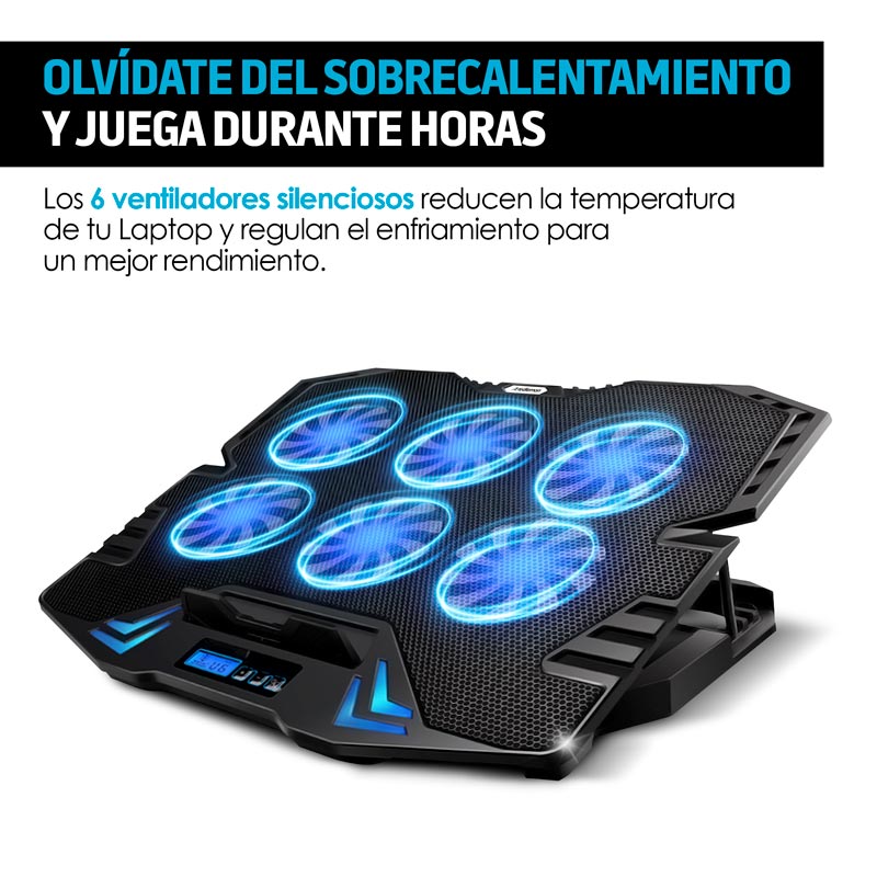 Ventilador y Soporte para Laptop Gamer de 6 Velocidades Redlemon