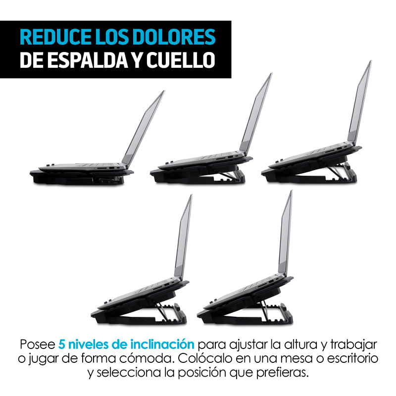 Ventilador y Soporte para Laptop Gamer de 6 Velocidades Redlemon