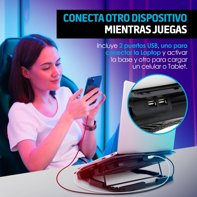 Ventilador y Soporte para Laptop Gamer de 6 Velocidades Redlemon