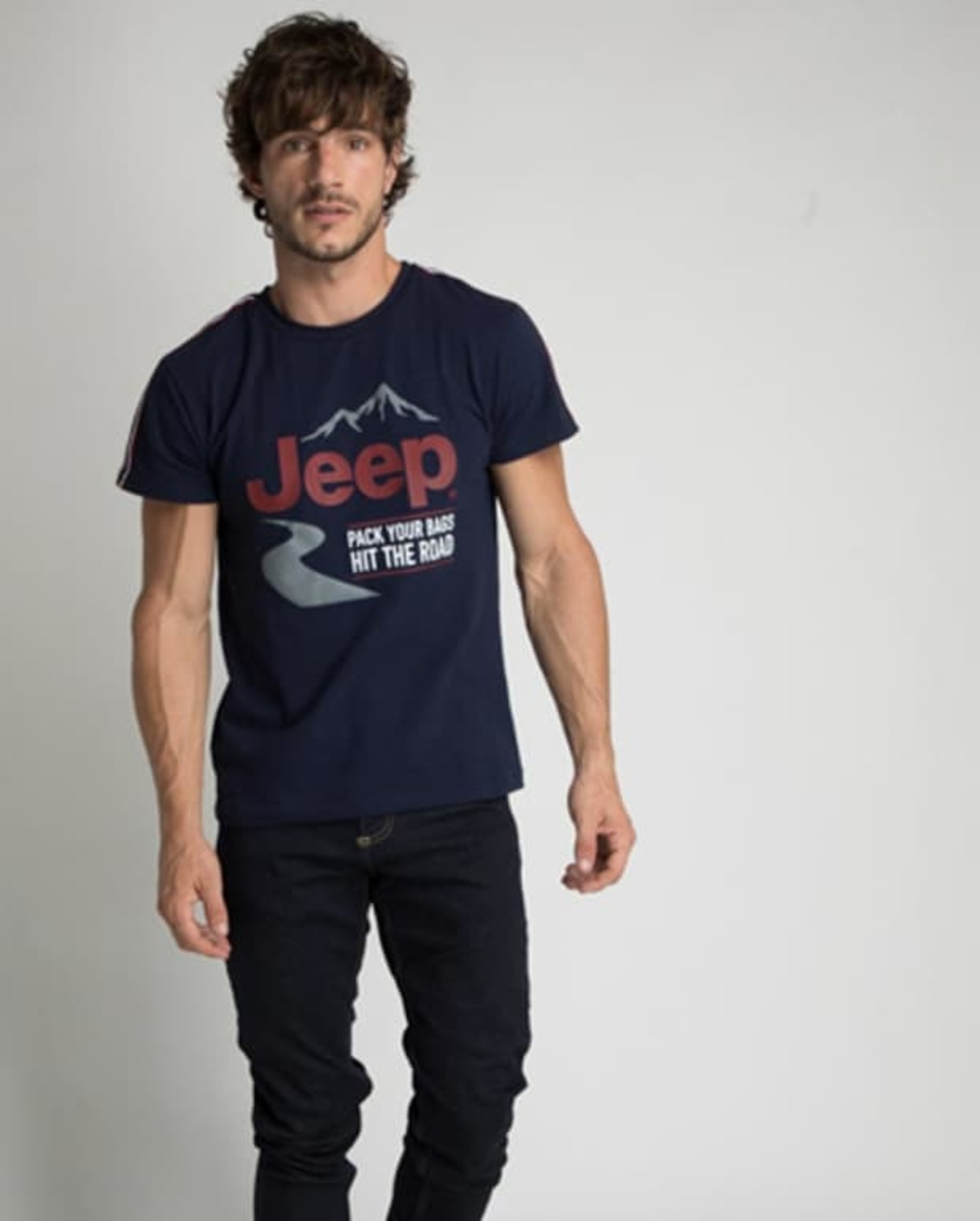 PLAYERA CASUAL COLOR AZUL MARINO PARA HOMBRE ROPA JEEP 525A