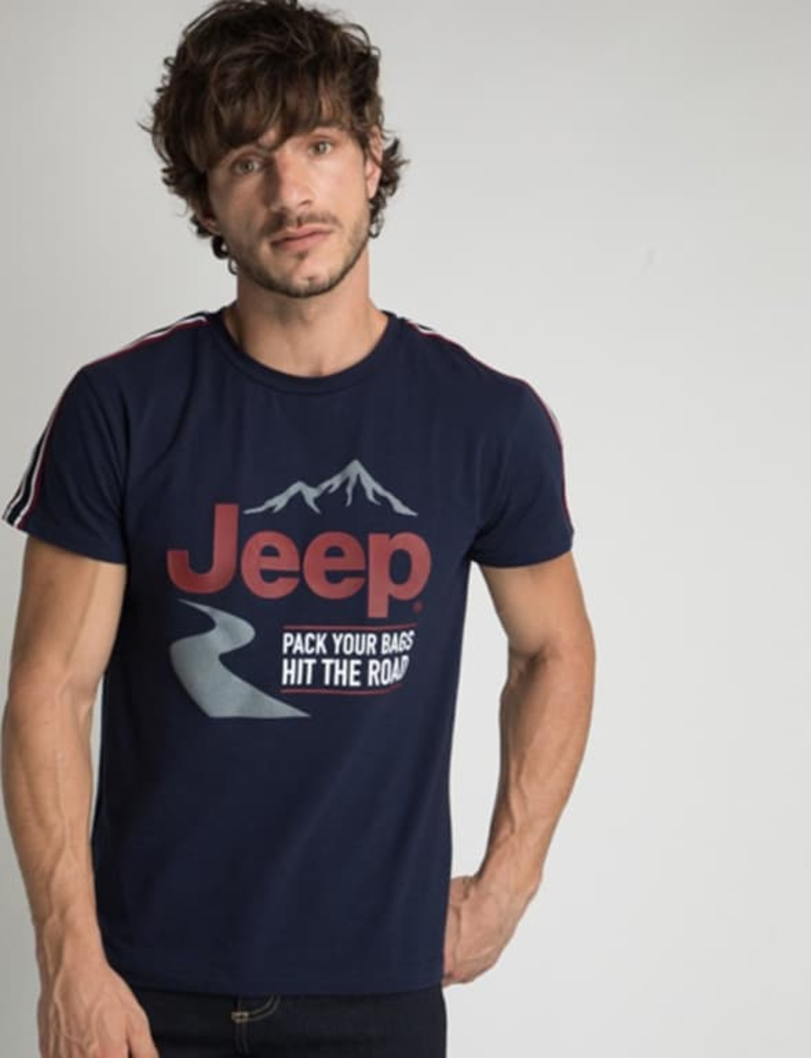 PLAYERA CASUAL COLOR AZUL MARINO PARA HOMBRE ROPA JEEP 525A