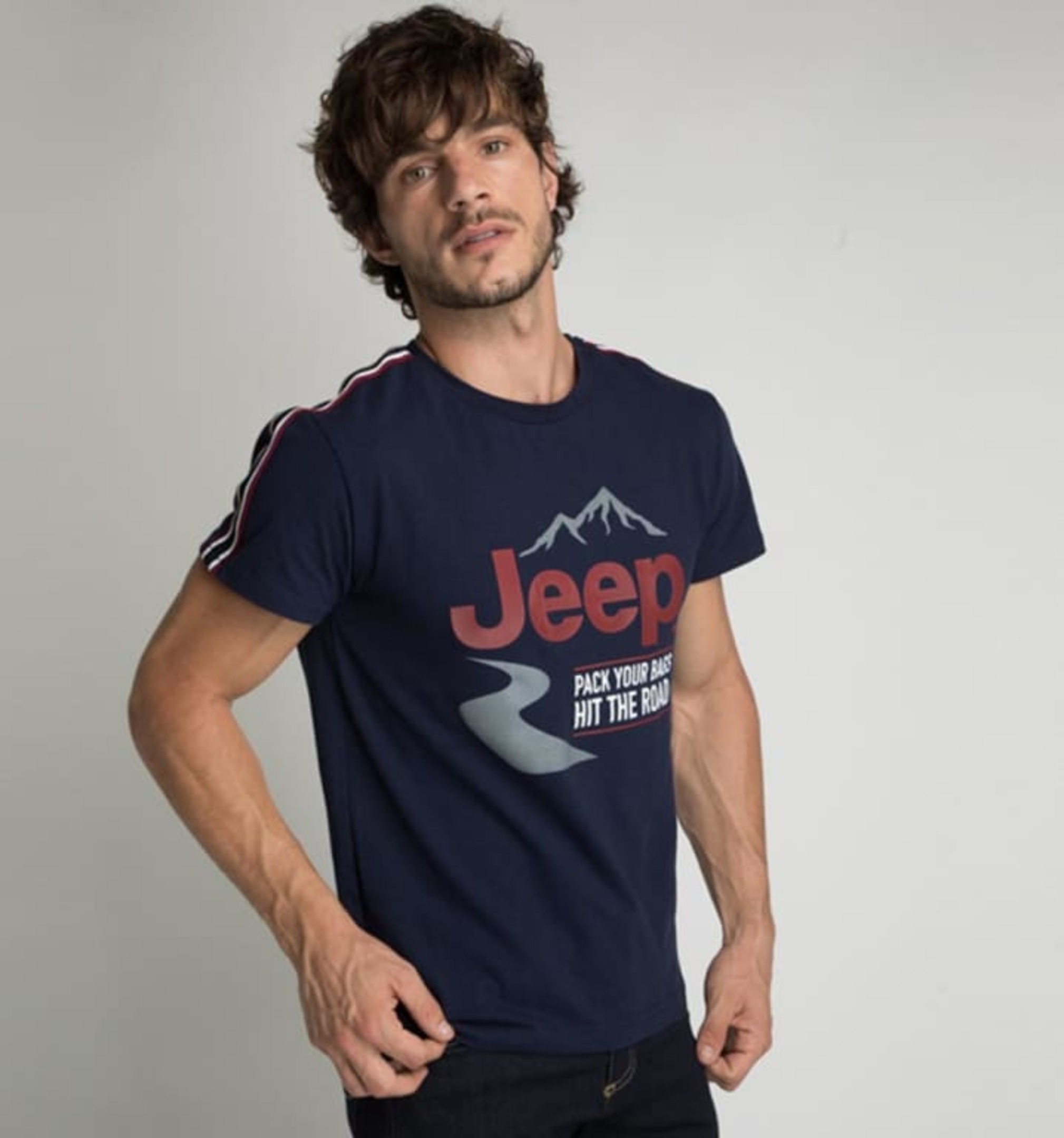 PLAYERA CASUAL COLOR AZUL MARINO PARA HOMBRE ROPA JEEP 525A