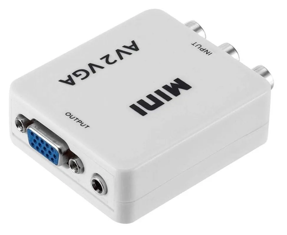 Adaptador Convertidor de RCA Análogo a VGA Digital y Audio Con Cable De Corriente