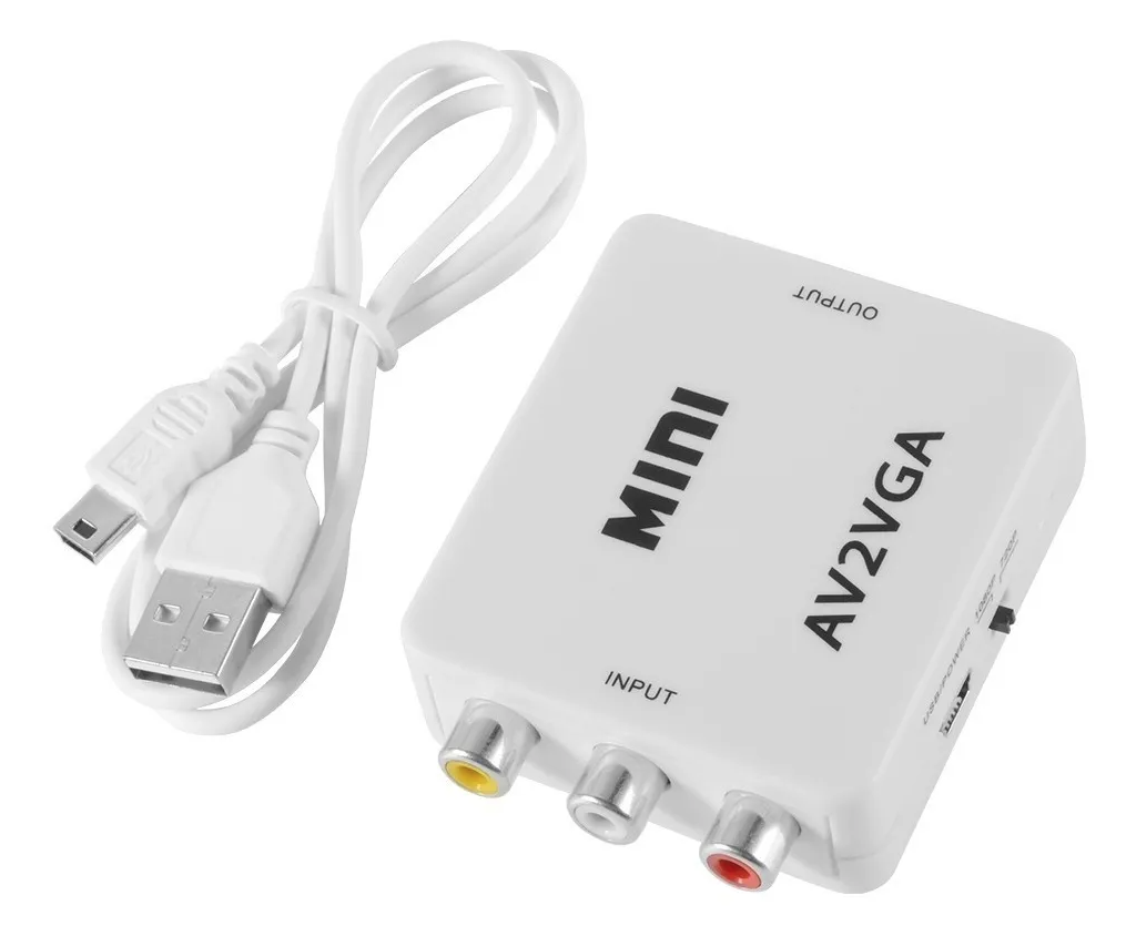 Adaptador Convertidor de RCA Análogo a VGA Digital y Audio Con Cable De Corriente