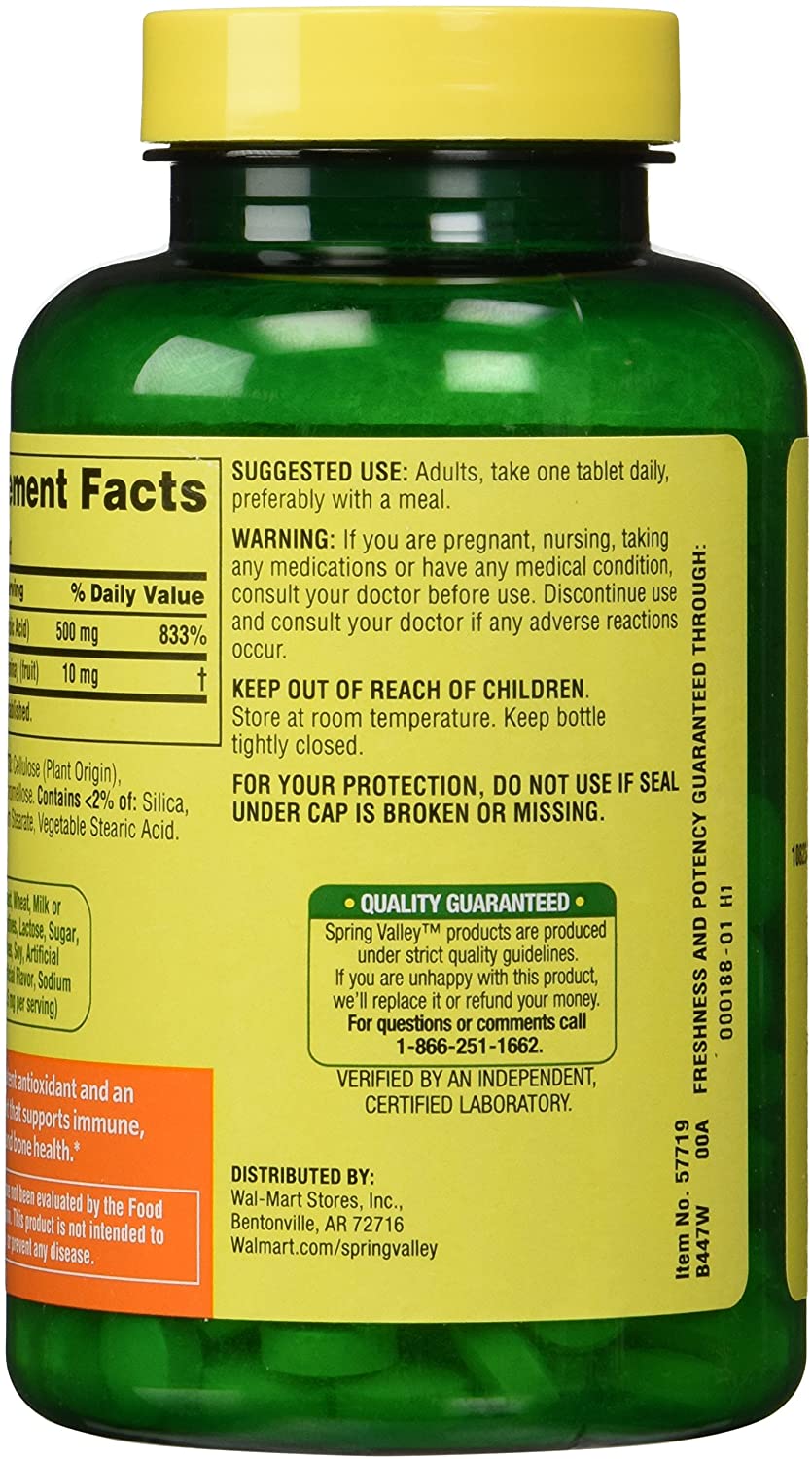 VITAMINA C SPRING VALLEY 500 MG