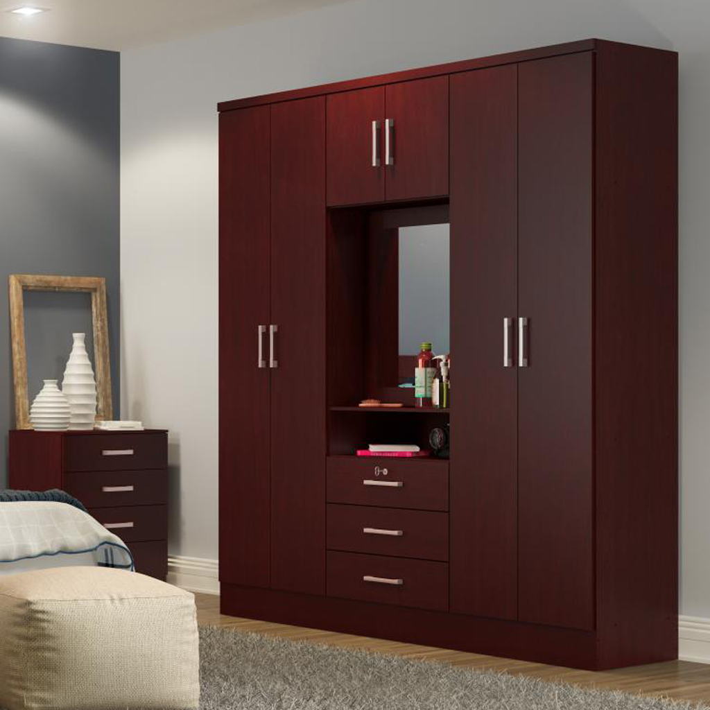 Ropero Closet Bertolini 588 7 Puertas 3 Cajones   Caoba
