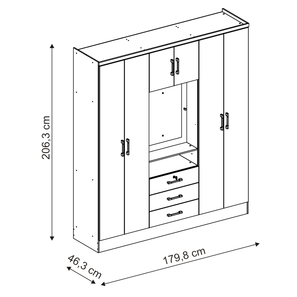 Ropero Closet Bertolini 588 7 Puertas 3 Cajones   Caoba