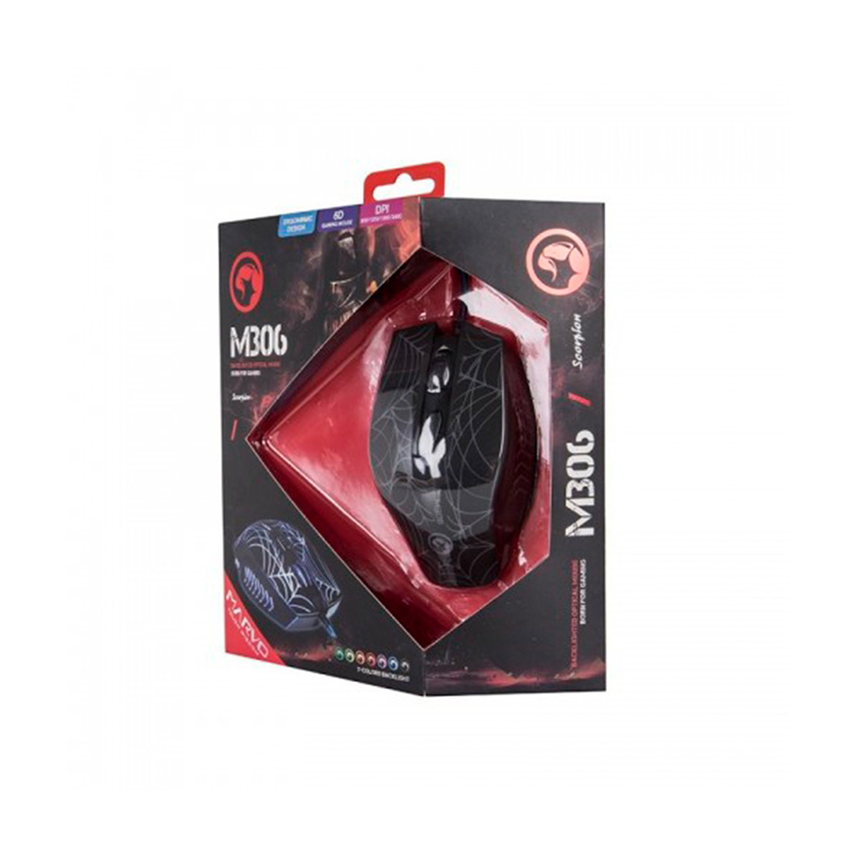 Mouse Gamer Óptico Marvo M306 USB 2400 DPI 6 Botones luz RGB