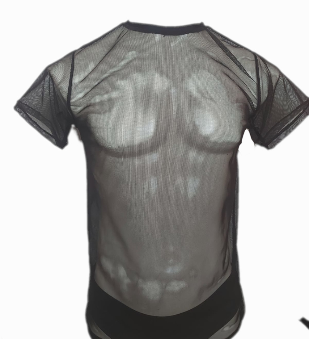 Playera sexy transparente hombre manga corta