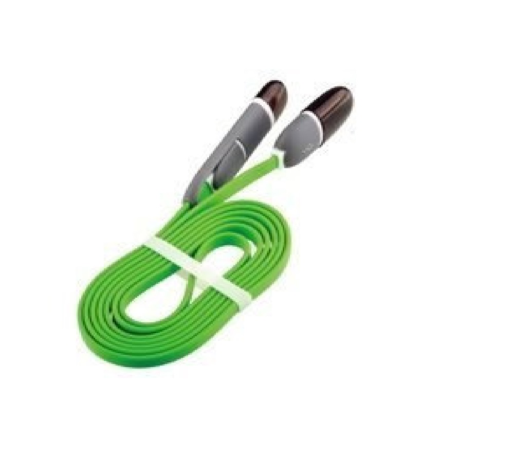 CABLE 2 EN 1 MICRO USB LIGHTNING GHIA 1.0MTS USB CARGA TRANSFERENCIA PROTECTOR PC IPOHONE VERDE LAP