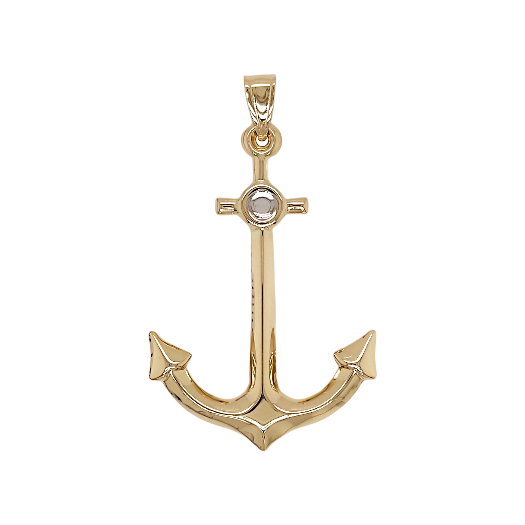 Dije de Ancla Gruesa en Oro Amarillo de 14 K + Obsequio