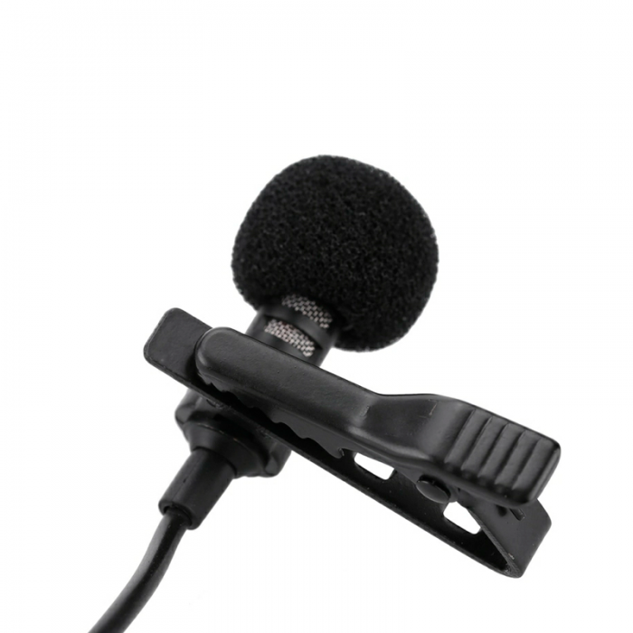 Microfono Lavalier Solapa Jack Plug 3.5mm Con Clip Negro Cable 1.5m 