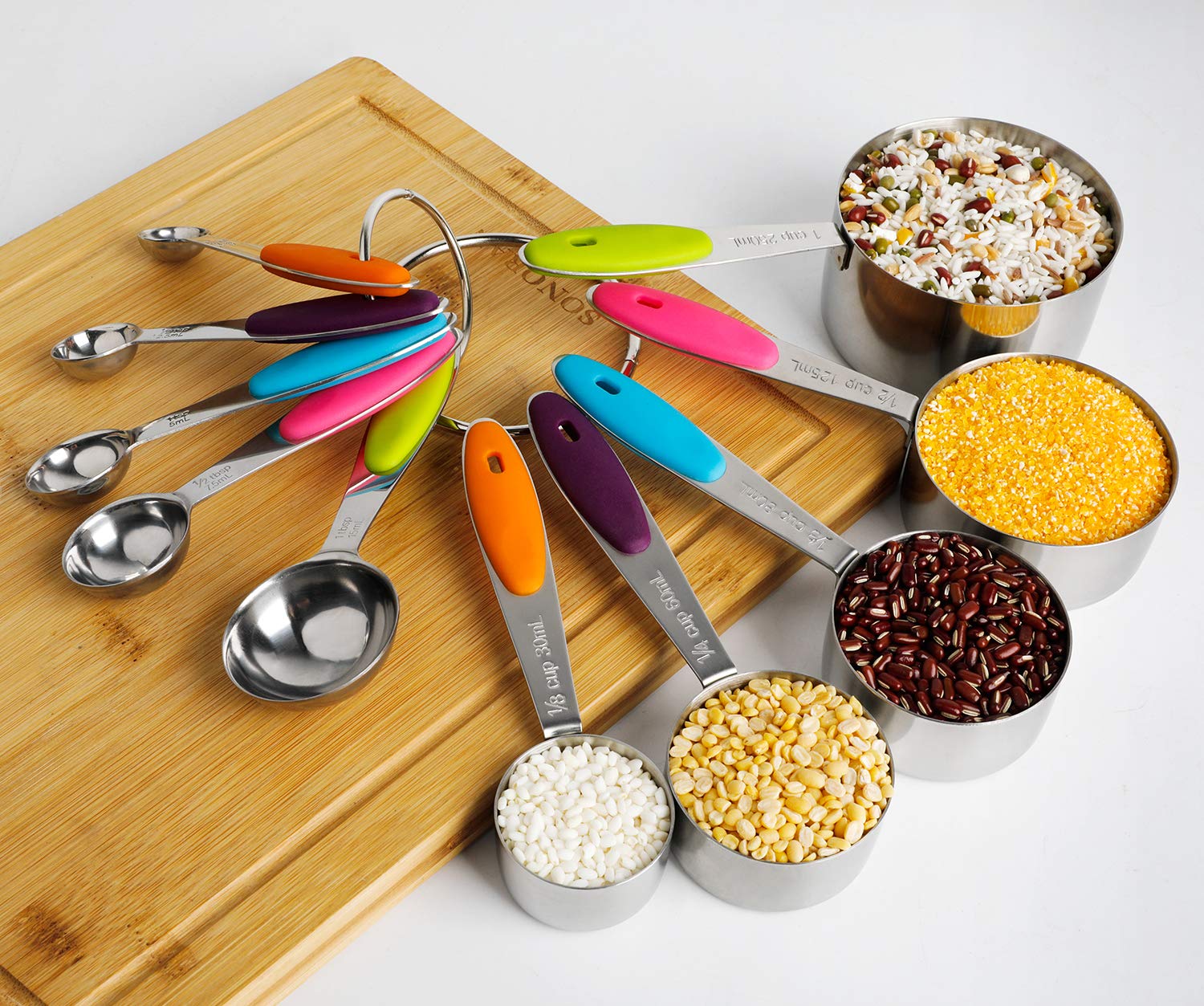 10 Tazas Y Cucharas Medidoras Acero Inoxidable Cocina Repostería