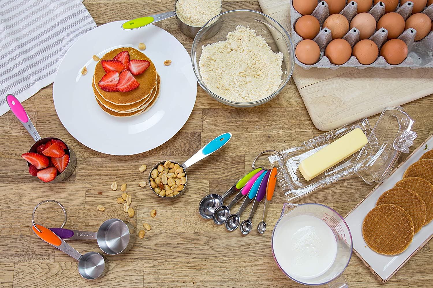 10 Tazas Y Cucharas Medidoras Acero Inoxidable Cocina Repostería