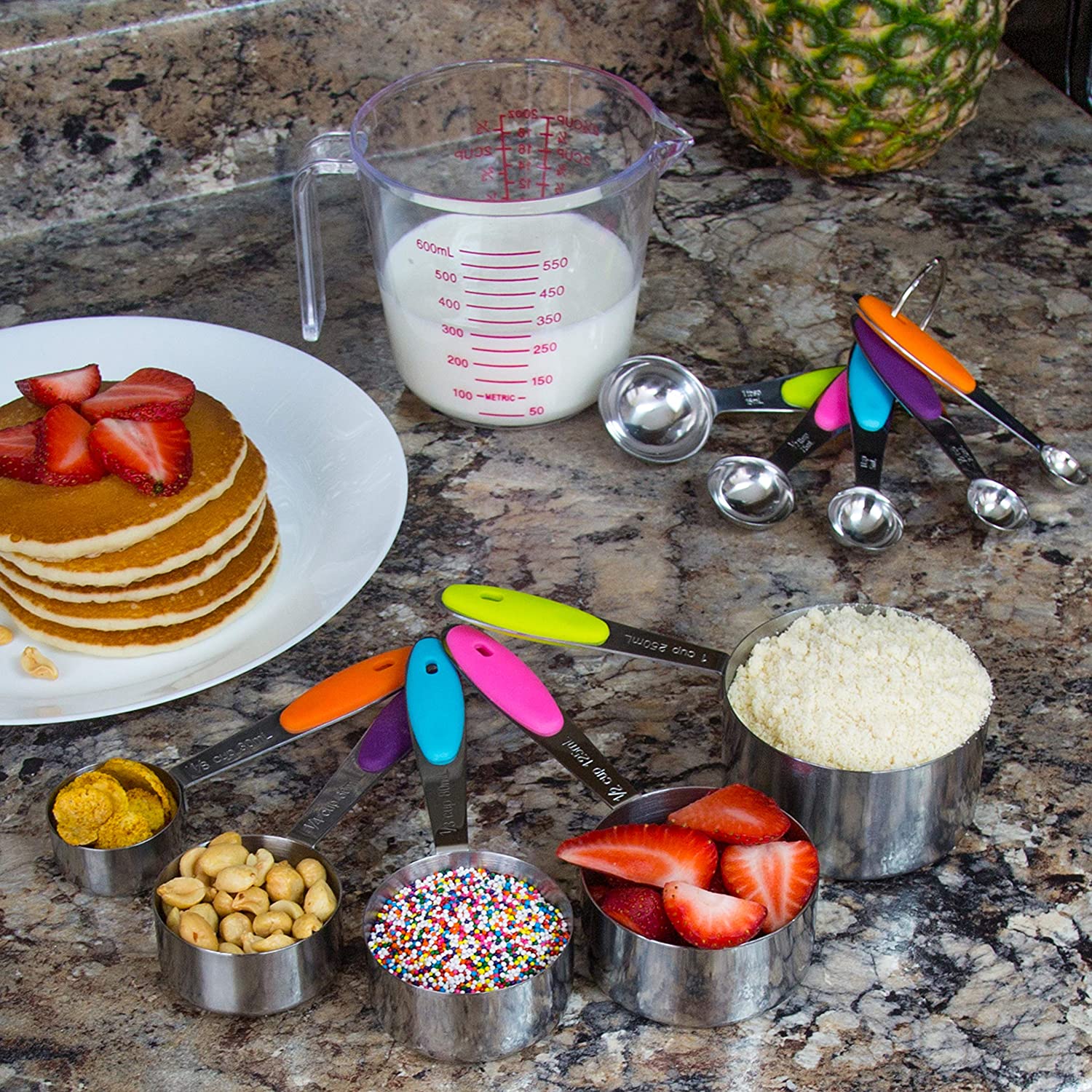 10 Tazas Y Cucharas Medidoras Acero Inoxidable Cocina Repostería