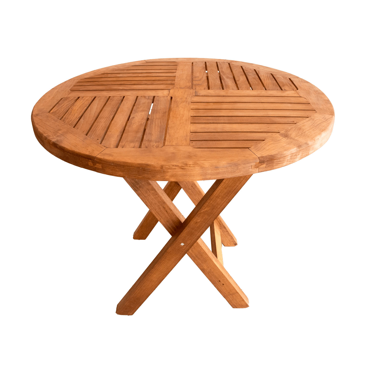 Conjunto mesa redonda jardín 150 cm y 6 sillas de madera y cuerda