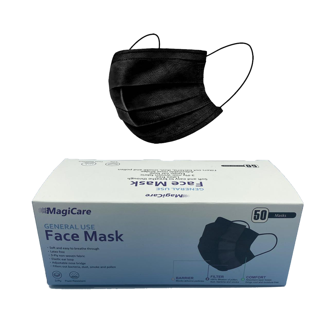 Cubrebocas tricapa negro 50 pzs