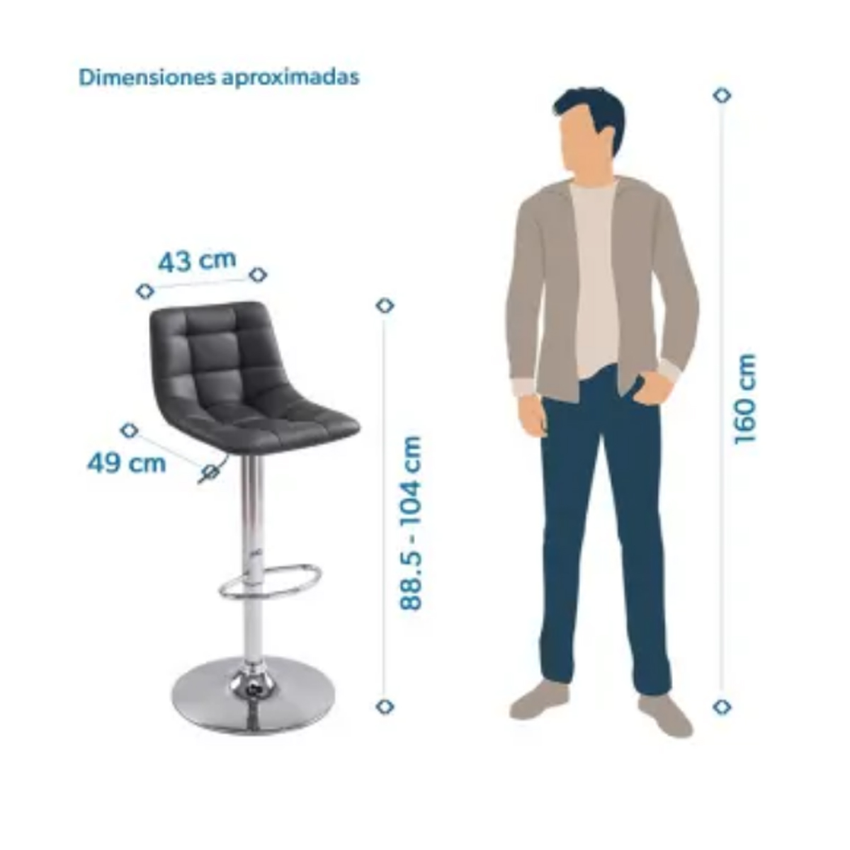 Banco Neumático Capitonado Members Mark Altura Ajustable Sms