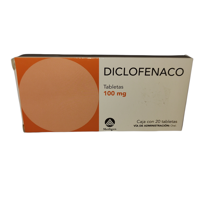 Diclofenaco 100mg -- 20 tabletas