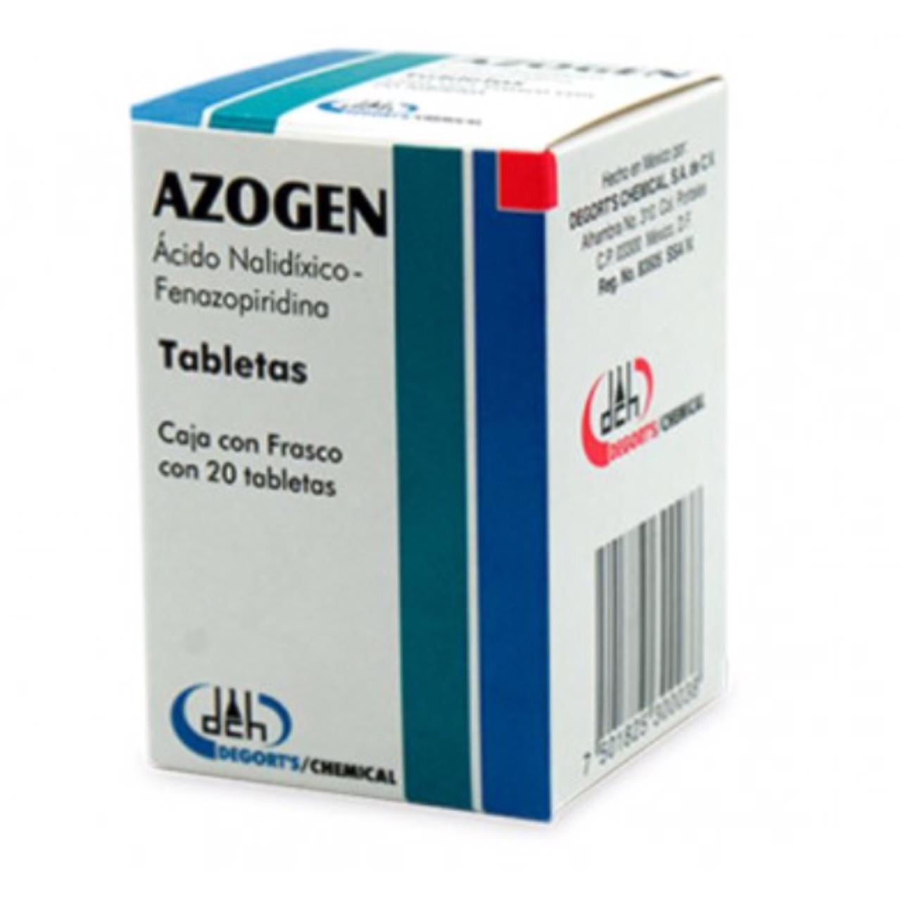 Azogen, Ácido Nalidíco-Fenazopiridina, Caja Con 20 Tabletas