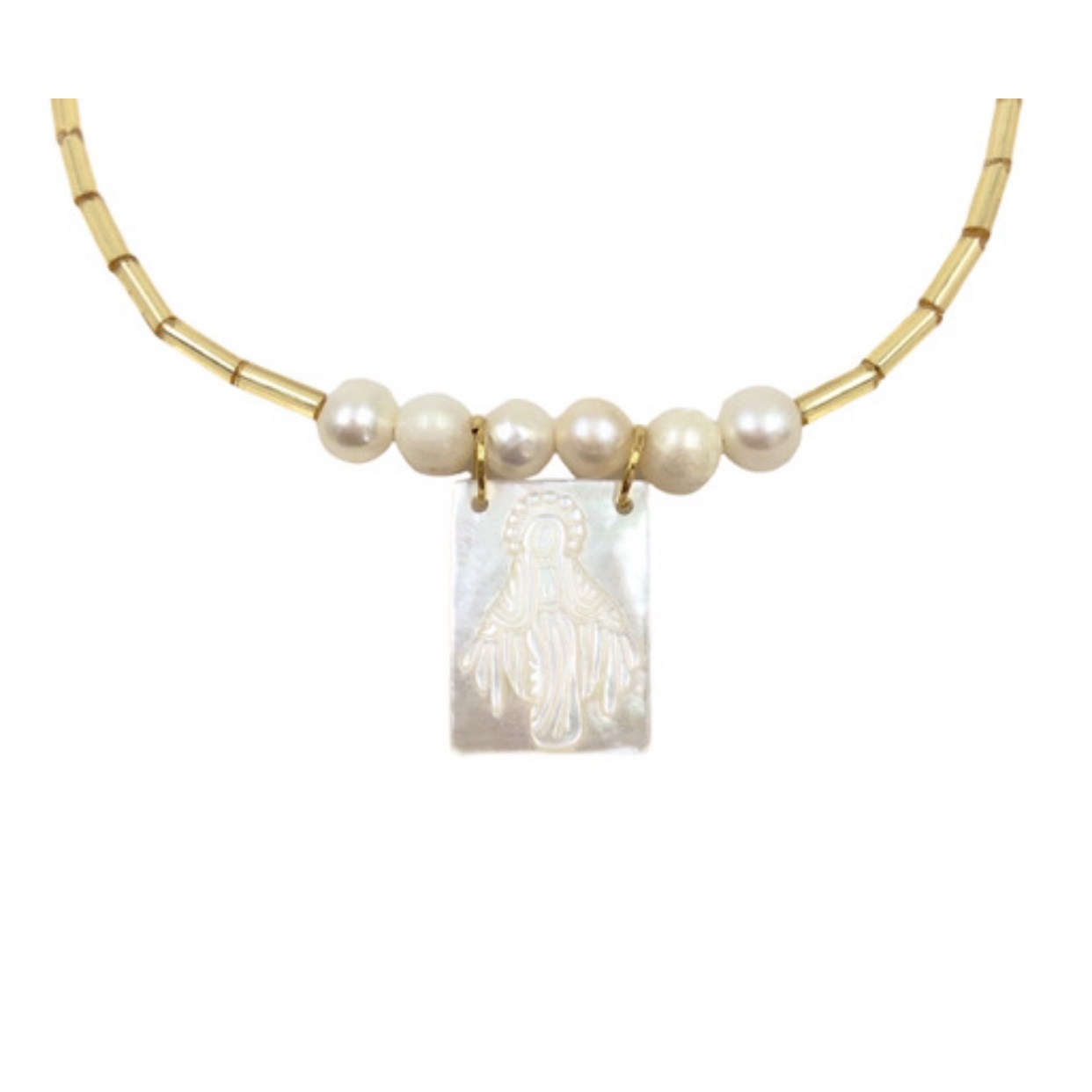 Collar en Chapa de Oro 14k, con dije en Perla Natural Cultivada - Mancini Joyas