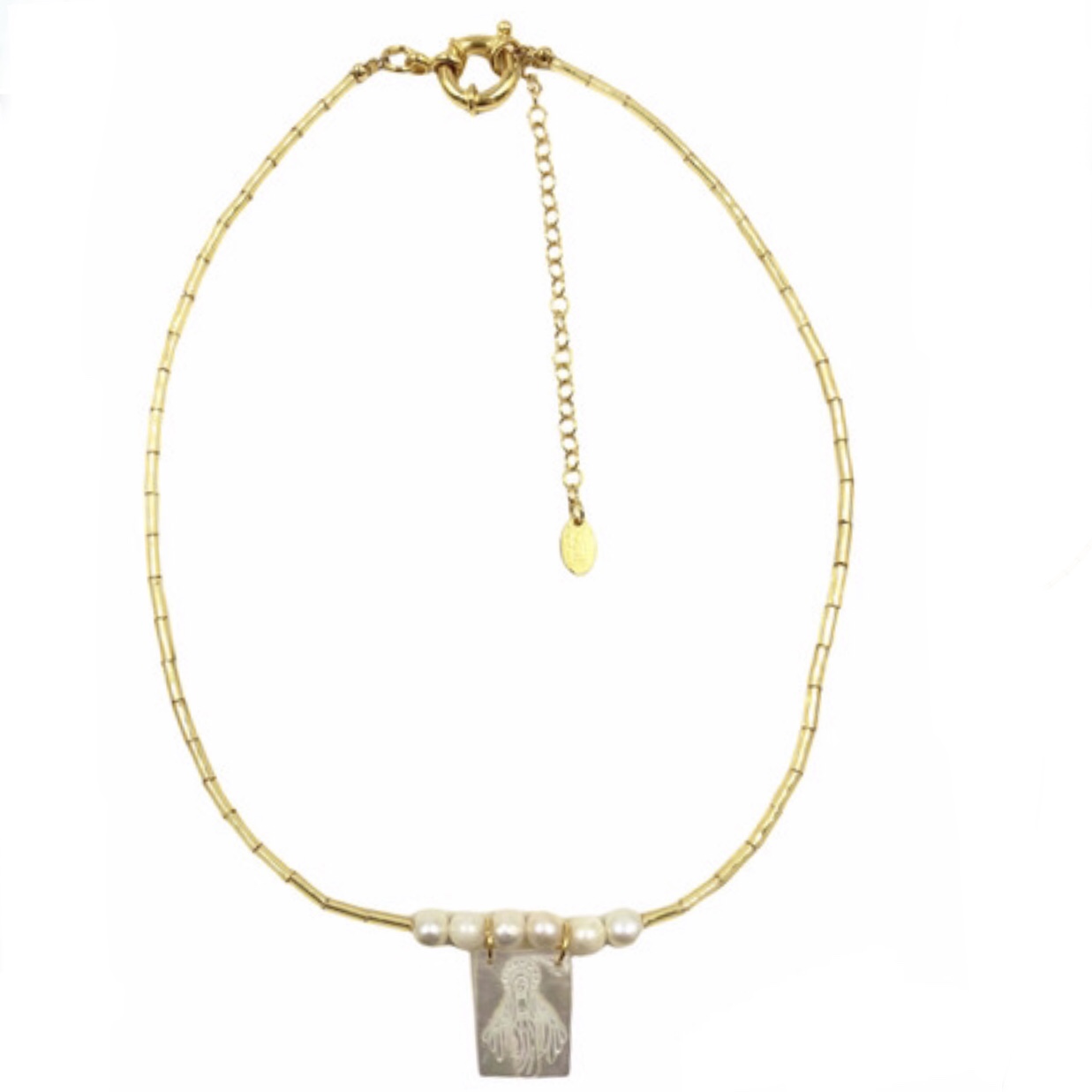 Collar en Chapa de Oro 14k, con dije en Perla Natural Cultivada - Mancini Joyas