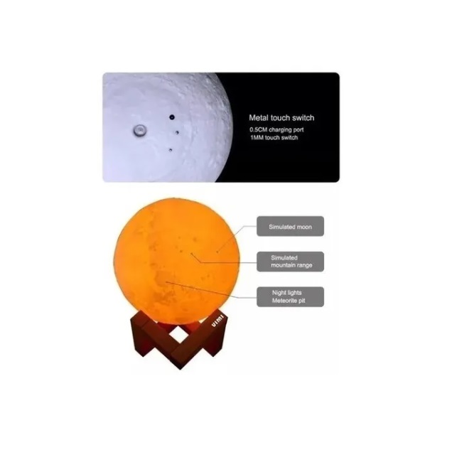 Lampara 3d Humidificador Forma Luna Luz Aromaterapia Difusor