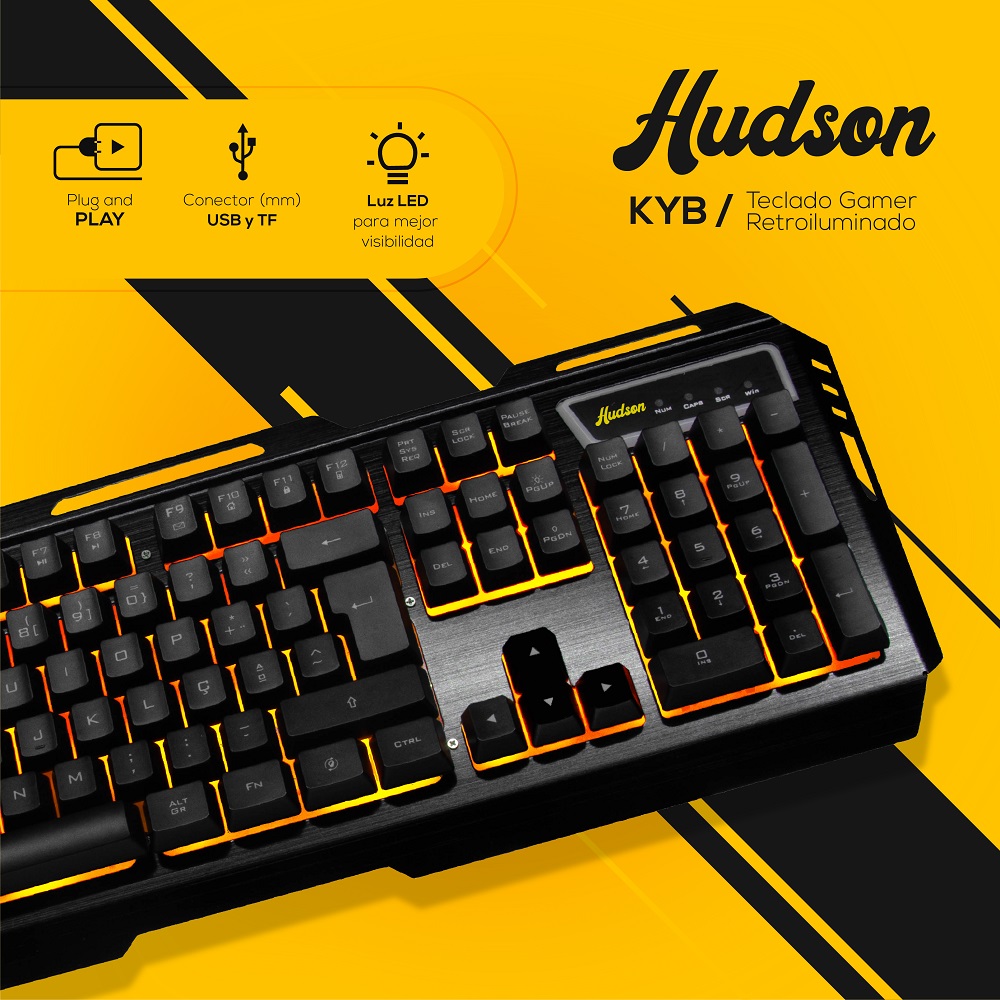 Teclado Para Pc Mecánico Gamer Metálico Con Luz Led Hudson