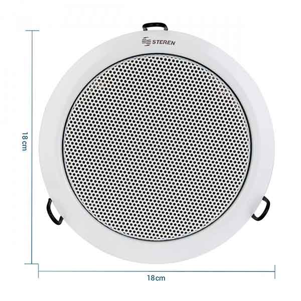 BOCINA REDONDA DE 6 WATTS, PARA PLAFÓN, CON ENTRADAS DE LÍNEA
