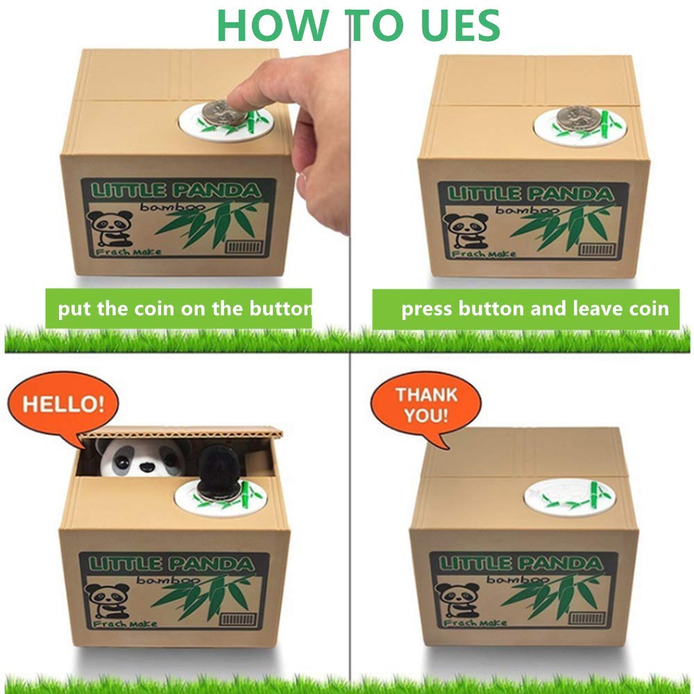 Alcancia Panda Robando Dinero