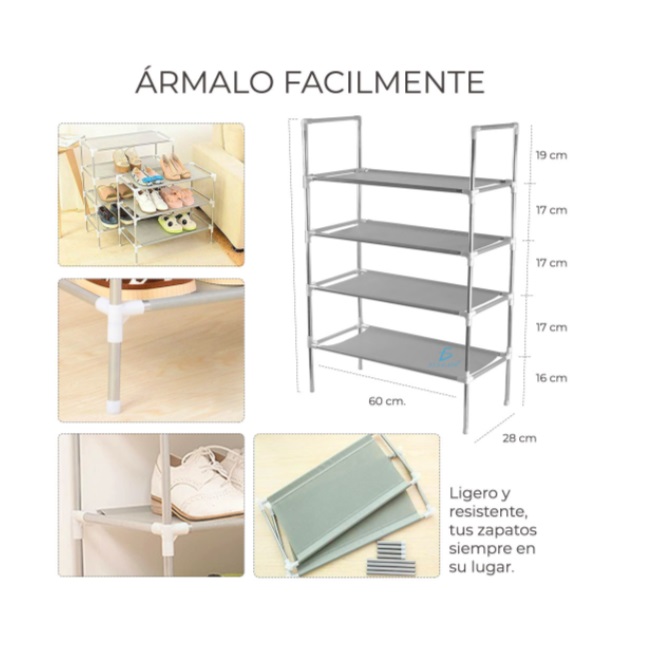 Estante De Almacenamiento Con 4 Repisas 