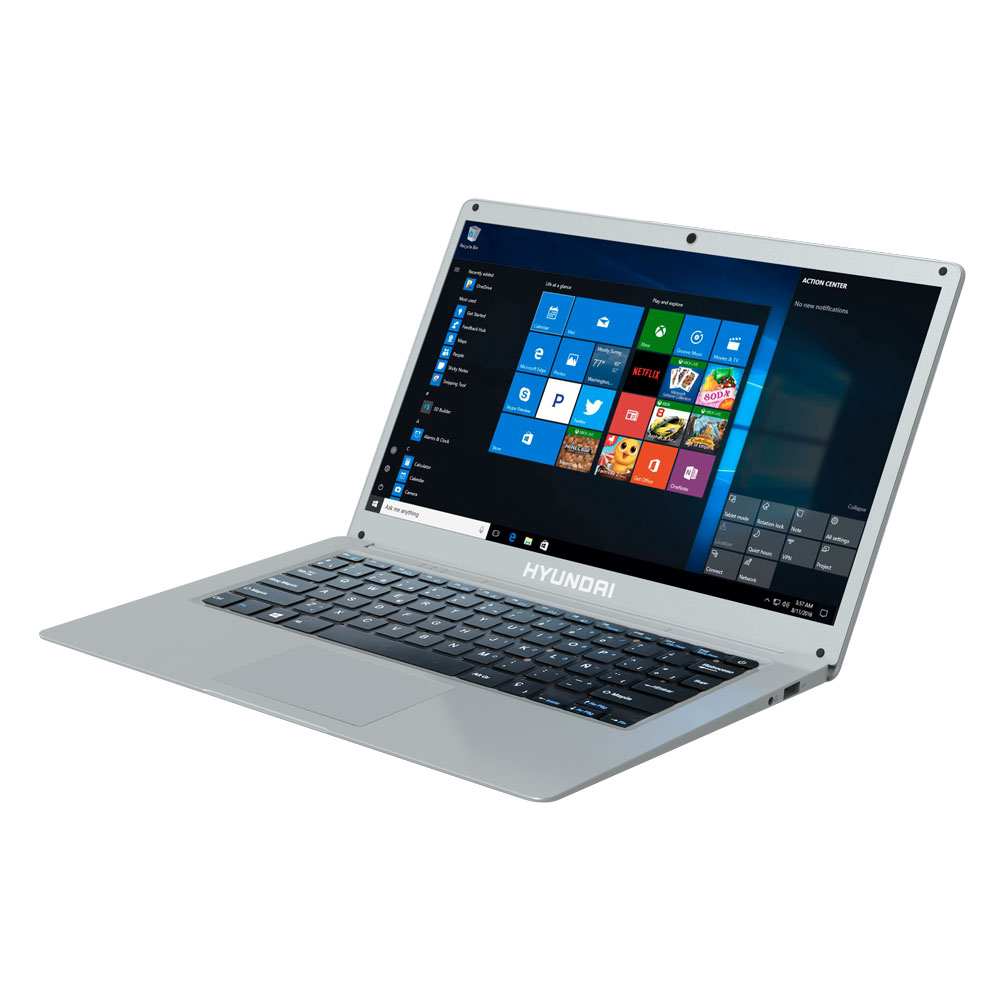 Laptop Hyundai HYbook 14.1 pulgadas Intel Celeron N3060 4 GB Ram 64 GB Teclado Español Windows 10 home Plata + Mochila + Mouse Azul
